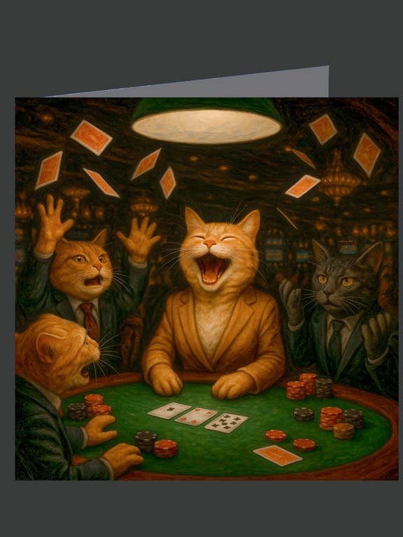 Cats In Vegas 02-1012 / Greeting Card for wholesale by Eliot Siegel & The British Art Gallery