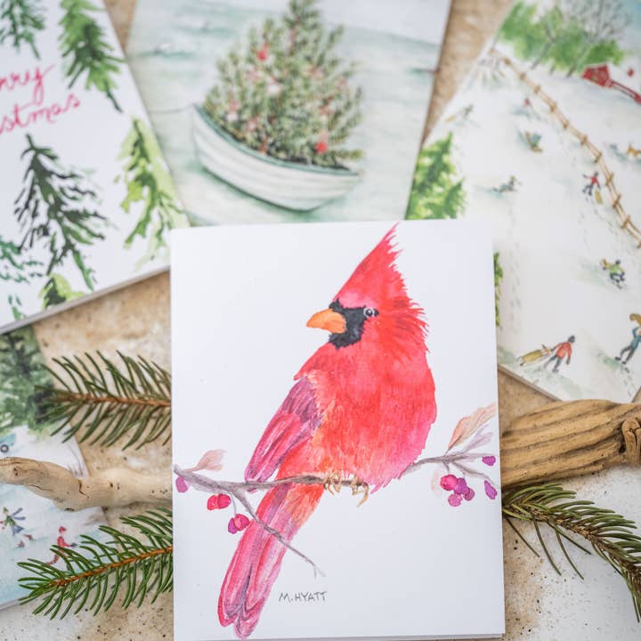 Melissa Hyatt – Großhandel Grußkarten für den Alltag – "Aquarell-Grußkarte Roter Kardinal"1