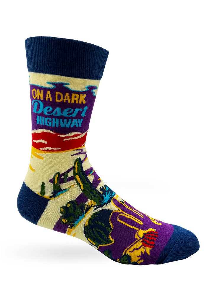 Fabdaz - Wholesale Socks - Men's - On A Dark Desert Highway Men's Novelty Crew Socks1