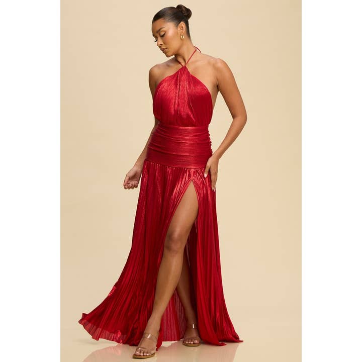 ROBE HALTER PLISSÉE MÉTALLIQUE pour la vente par Luxxel