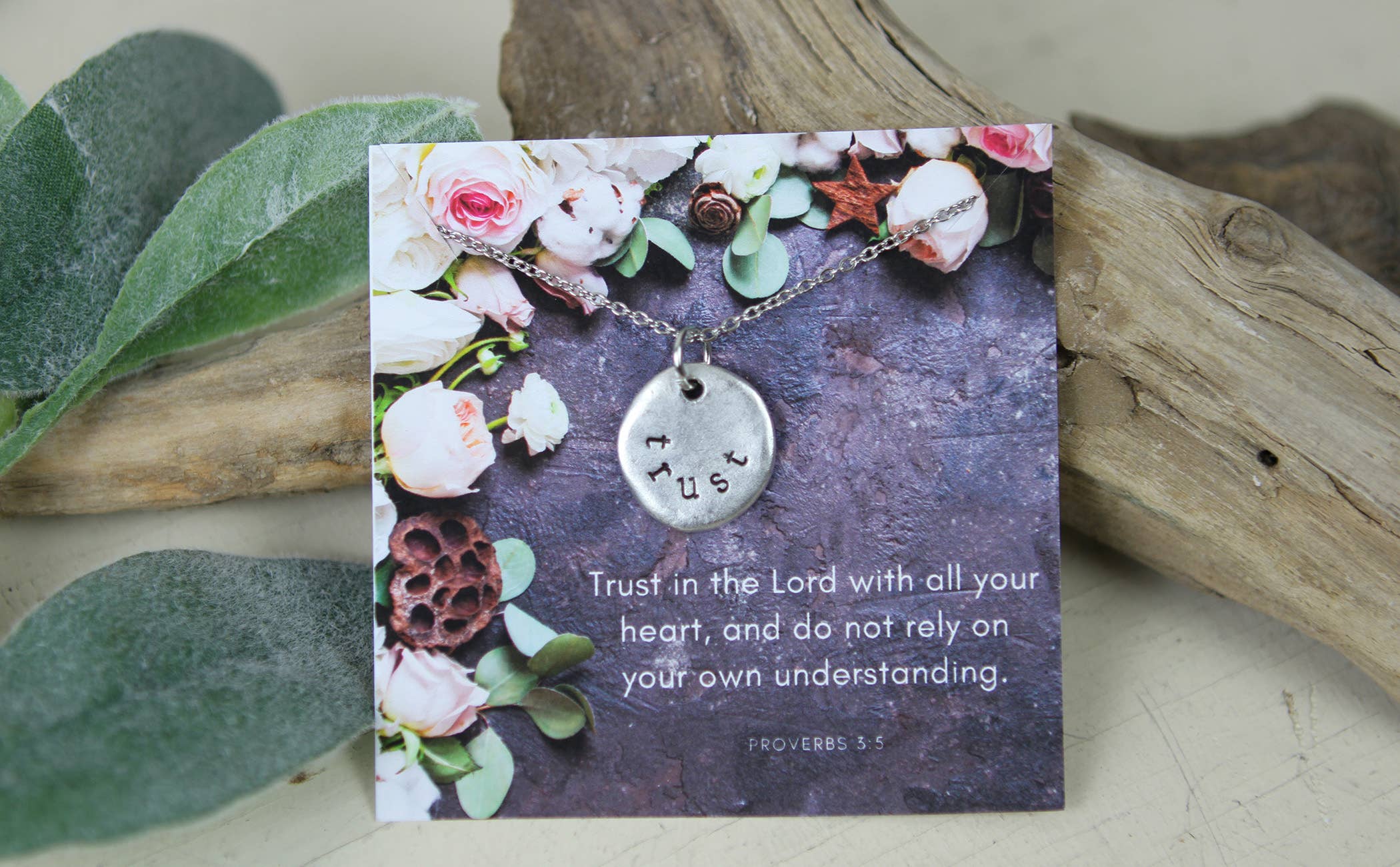 Jennifer Dahl Designs LLC – wholesale Pendant/charm necklace – Trust Hand Stamped Scripture Necklace3