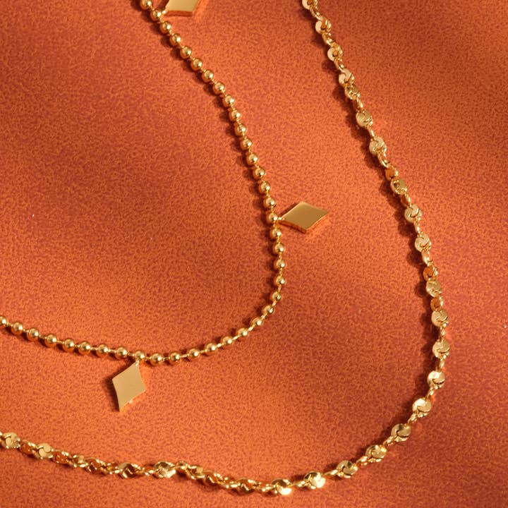 Arômes 18K Gold Non-Tarnish Layered Tassel Necklace for wholesale on Faire