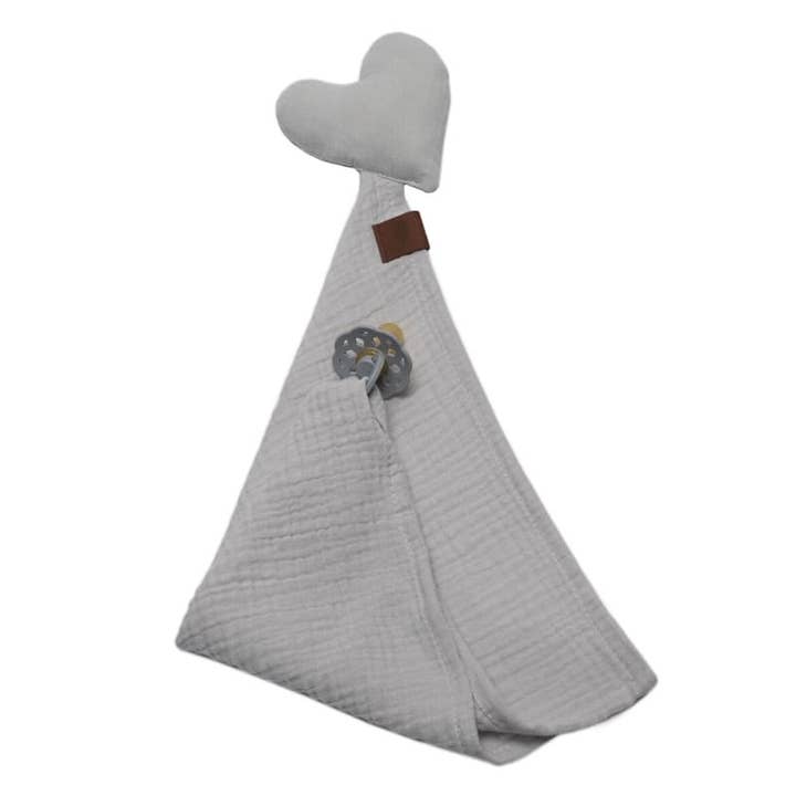 Juguete de apego tipo dou dou con corazón y sujetachupete blanco para venta al por mayor de Hi Little One