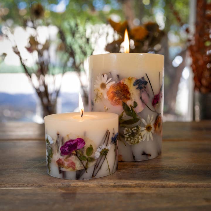 Rosy Rings - Wholesale Pillar Candle - Petite Oval Botanical Candle-Apricot Rose