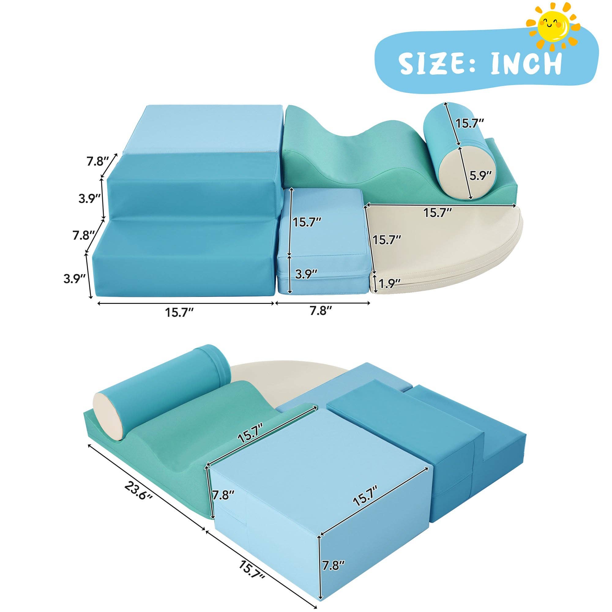 Orange County Decor - Wholesale Toy Set - Kids - Soft Climb And Crawl Foam Playset 6 In 1, Soft Play Equipment Climb And Crawl Playground For Kids,Kids Crawling And Climbing Indoor Active Play Structure Blue Foam Indoor7