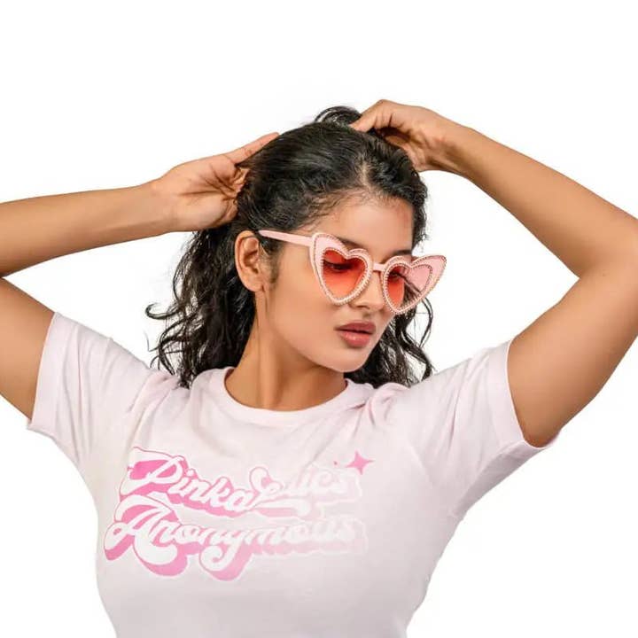 Pinkaholics Anonymous LLC - Wholesale Sunglasses - Women's - Pink Rhinestone Studded Cateye Sunglasses1