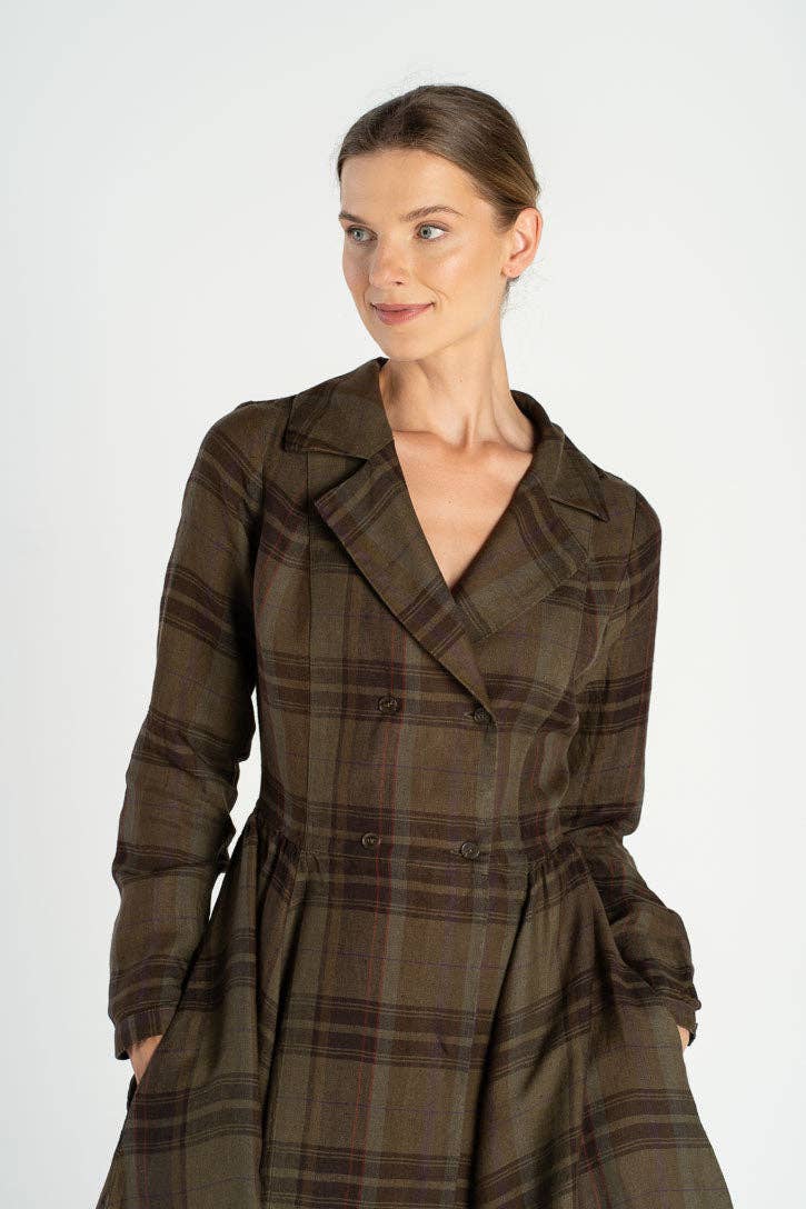 Son de Flor - Venta al por mayor Vestido - Mujer - Enola – Vestido Midi de Lino a Medida con Cuello con Muesca18