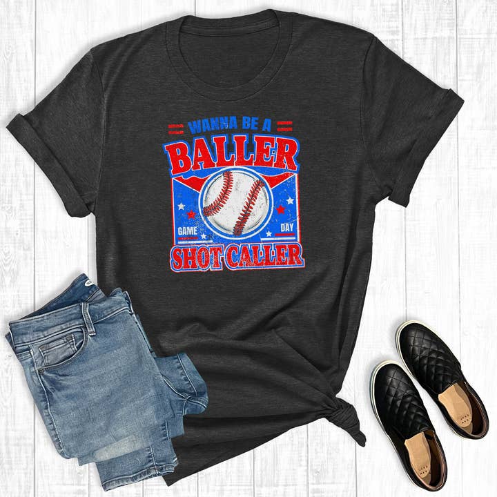 T-shirt graphique rétro baseball Shot Caller pour la vente par The Way Down South