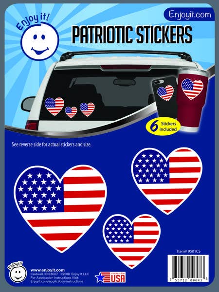 Hearts U.S.A. Flag Stickers for wholesale by Enjoy It LLC