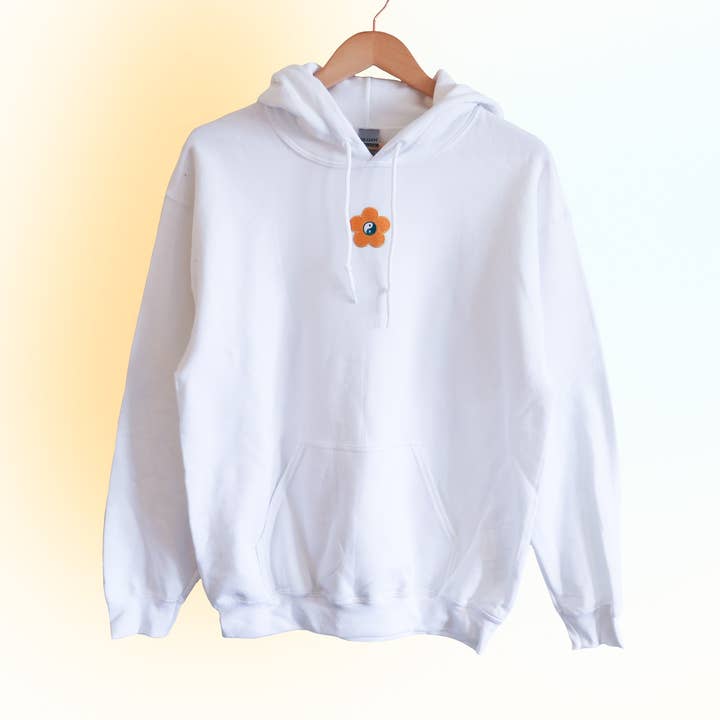 Yin Yang Flower Patch Hoodie for wholesale by Totally Tina Co.