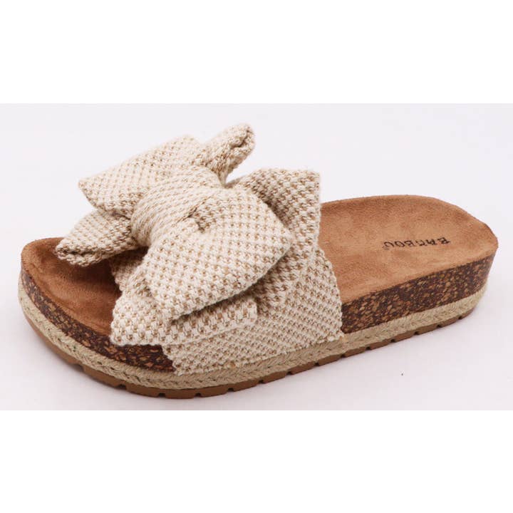Mars Sky Shoes Wholesale - Wholesale Sandals - Women's - Bamboo CLASH-20 Women Cork Sole Bow Tie Slip-on Sandals