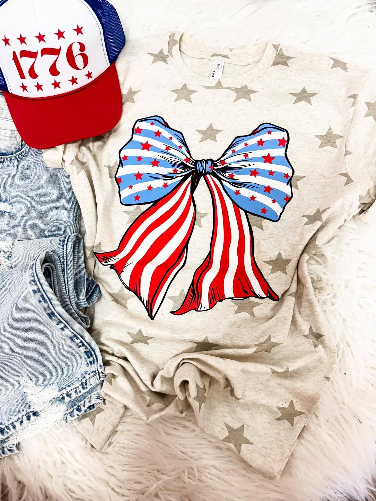 Hart and Hollow - Wholesale T-Shirt (Graphic) - Women's - 4th Of July Bow Tee