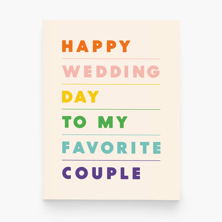 Tarjeta de boda para pareja – Feliz día de boda – Colorida para venta al por mayor de paper&stuff