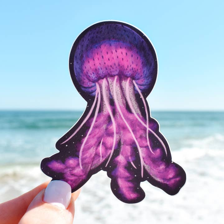 Pink Jellyfish Vinyl Sticker for wholesale by Wild Peonies Studio
