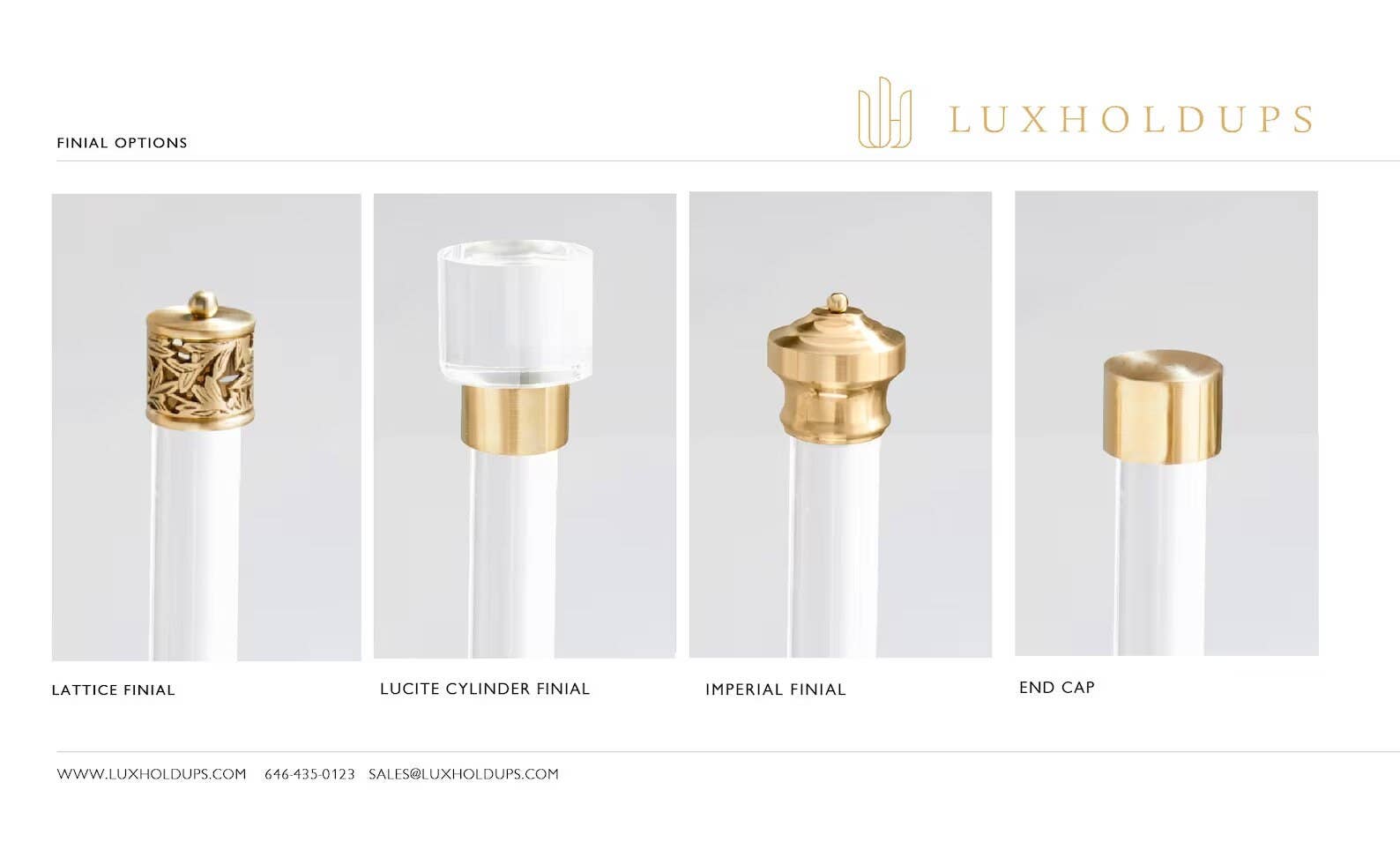 LuxHoldups - Vente Tringles à rideaux - Tringle à rideaux en Lucite Luxholdups avec quincaillerie en laiton8