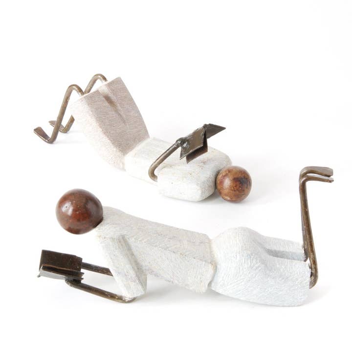 Swahili | AFRICAN MODERN - Wholesale Sculpture - Set of Two Zimbabwean Simple Life Stone and Metal Readers