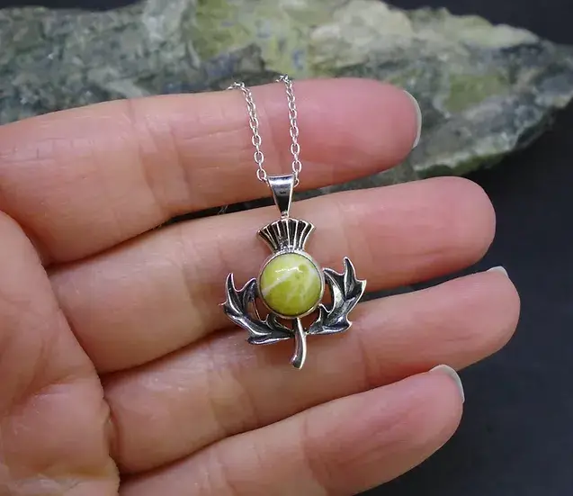 Two Skies Scotland – wholesale Pendant/charm necklace – Scottish Highland Marble Sterling Silver Thistle Pendant2