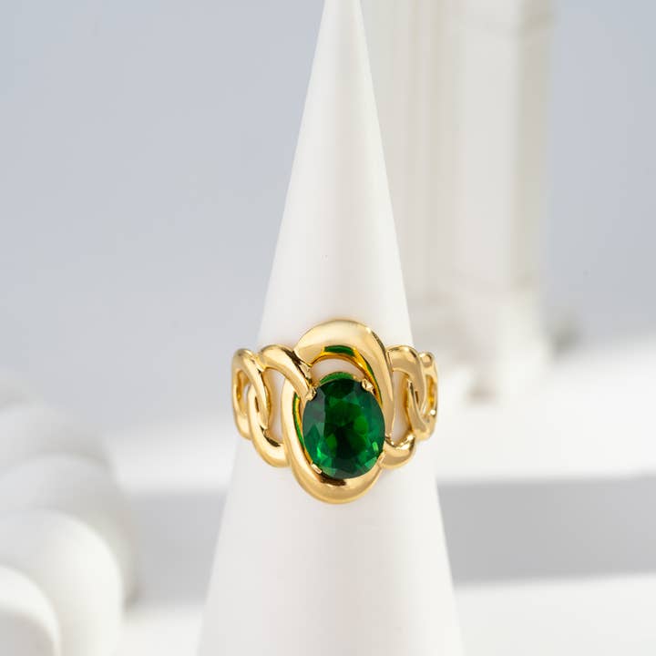 COSMOS - Wholesale Single Stone/Solitaire Ring - Adjustable Round Ring Shiny Crystal Elegant Stainless Steel3