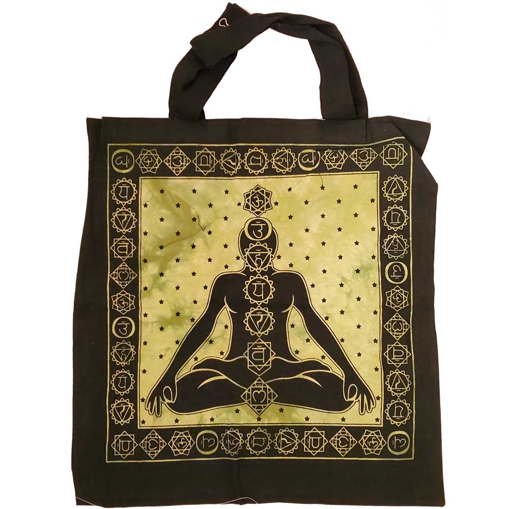 Wild Lotus – Großhandel Tragetasche – Damen – Seven Chakras Avatar Meditations-Canvas-Shopper mit Batikdruck4