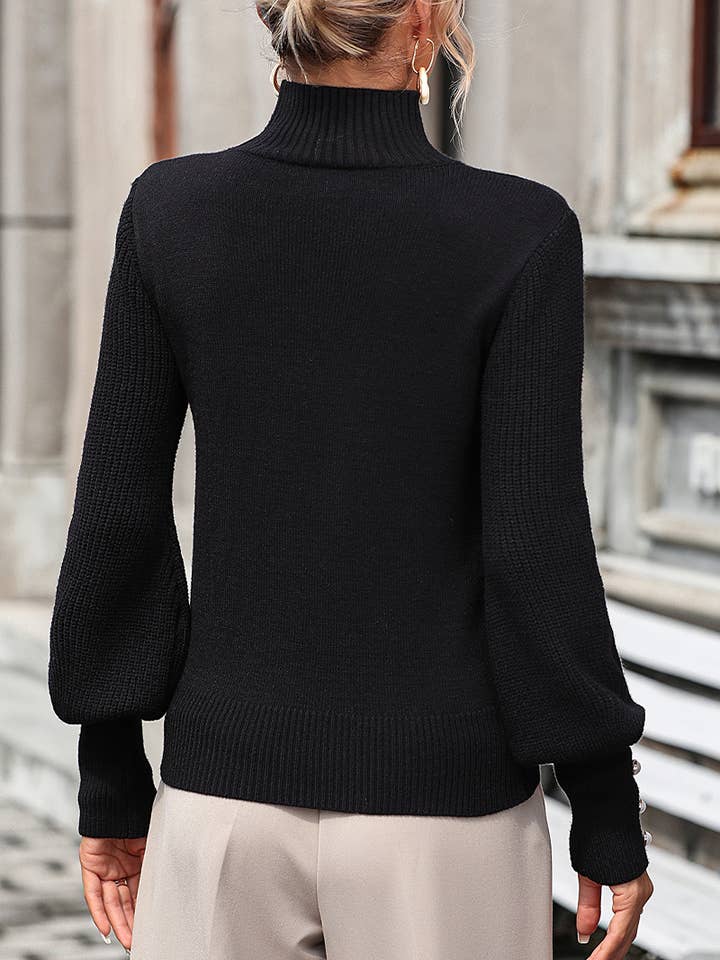 Lily Clothing - Wholesale Knit Sweater - Women's - WOMEN TURTLE NECK FITTED RIB SLEEVE KNIT SWEATER_CWOSWL028316