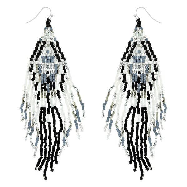 Black Beaded Fringe Earrings for wholesale by Eeyou Istchee Clothing Co.