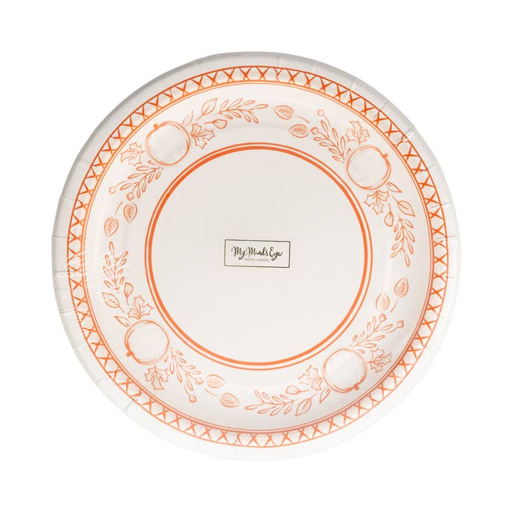 My Mind’s Eye - Wholesale Disposable plate - FAL1241 - Falloween Pumpkin Round Dessert 8" Paper Plate3