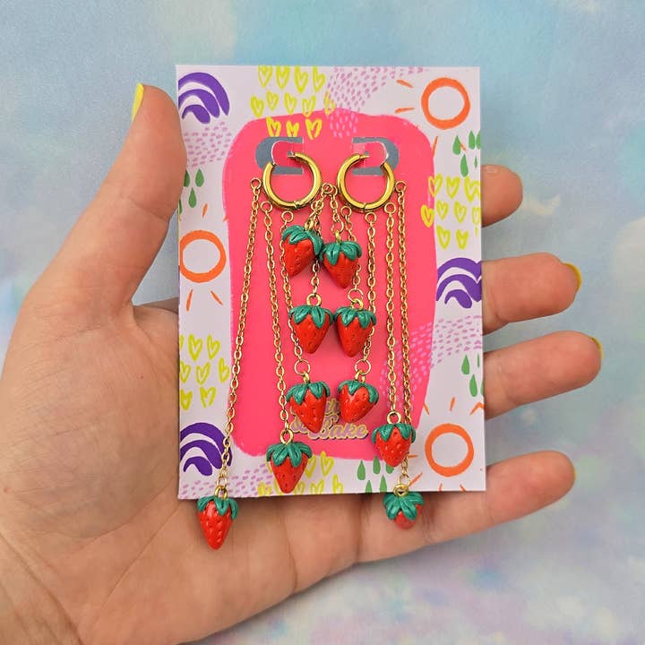 blurandbake - Wholesale Dangle Earrings - Strawberry 5 Drop Dangles