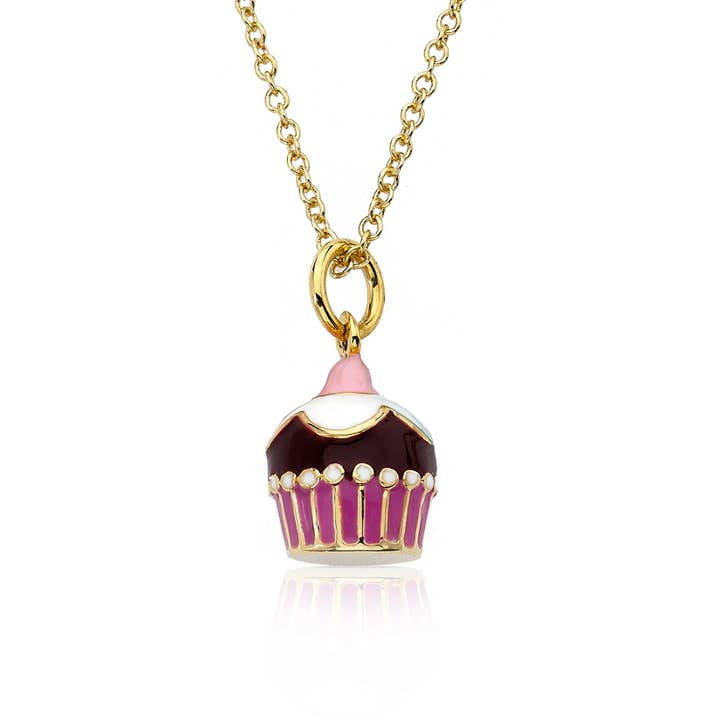 Chocolate Cupcake Pendant Necklace for wholesale by Little Miss Twin Stars