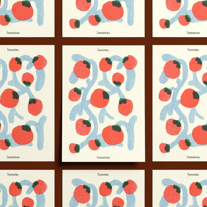 Risograftryck med tomater - köksdekoration för wholesale av Emma Make