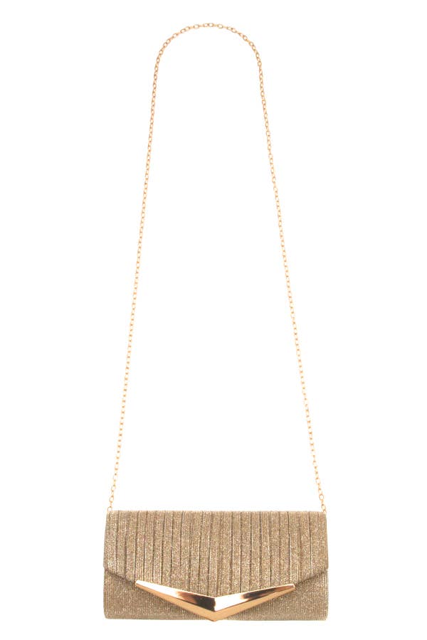 anbfashion – Bolsa - Mulher por atacado – SACO DE NOITE METÁLICO V ACCENT PLISSADO 071