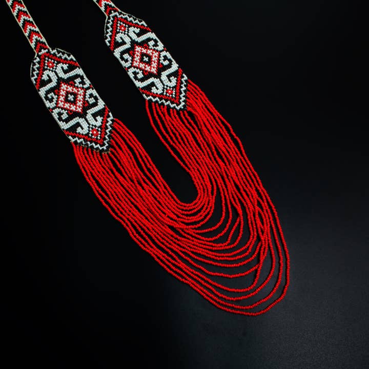 House of Kraft - Wholesale Jewelry Set - White Pattern Jewelry Set | Beaded Jewelry | Red Jewelry6