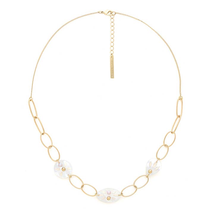 ANGELIQUE verstelbare ketting met ring en opengewerkte parelmoer voor wholesale door Franck Herval