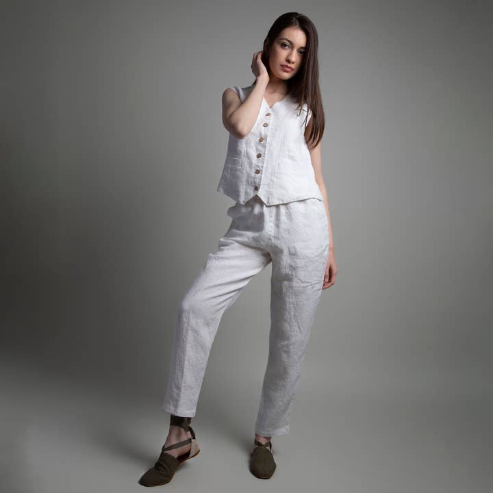 Knotium - Wholesale Pants - Women's - RELAX Tapered Ankle Linen Pants1