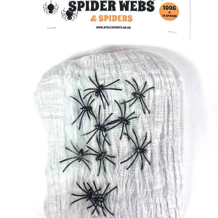 Stylex Party - Wholesale Decal - Party Decorations - Fake Spider Webs 100G with Spiders Halloween Decor
