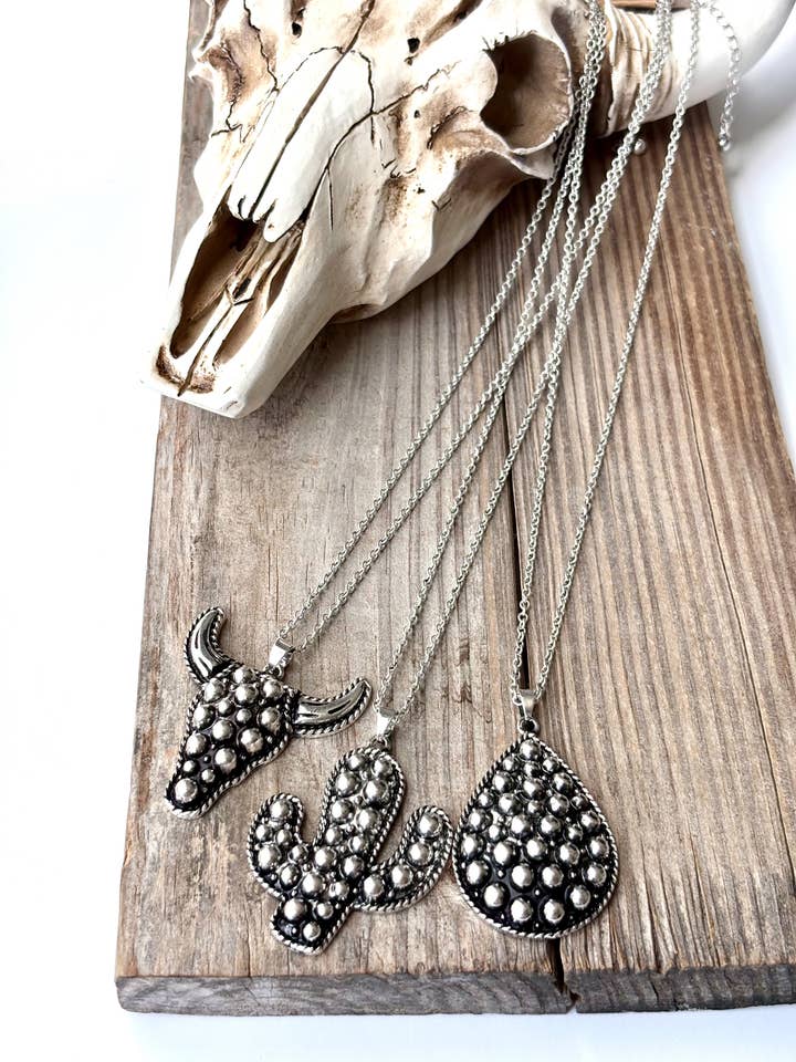 Western Style Raised Stud Pendant Necklace for wholesale by Boho Ranch Shop