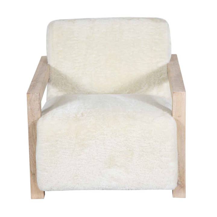 Fauteuil en tissu et bois de manguier Nicolla pour la vente par Pinkcity