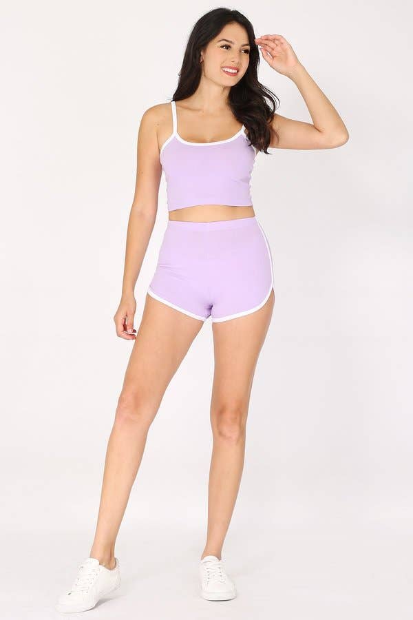 Color 5 - Wholesale Sportkledingset - Dames - Cropped camitop met korte broek van katoen lycra met dolfijn8