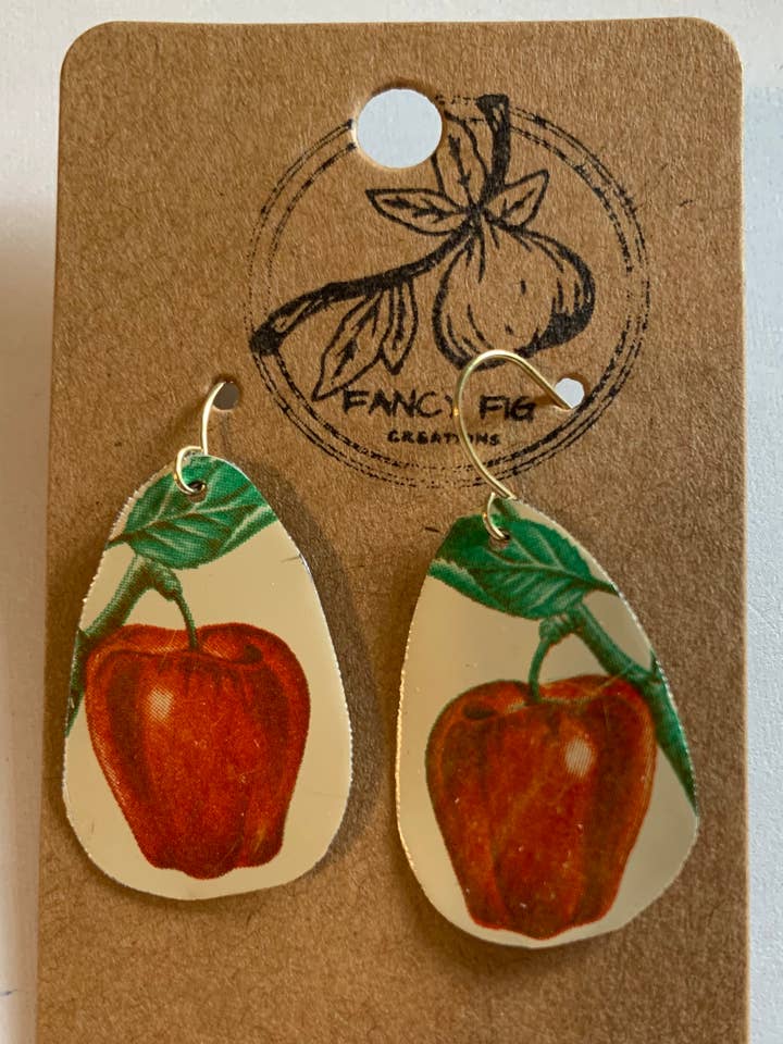 Apple Tin Earrings for wholesale by Fancy Fig Creations