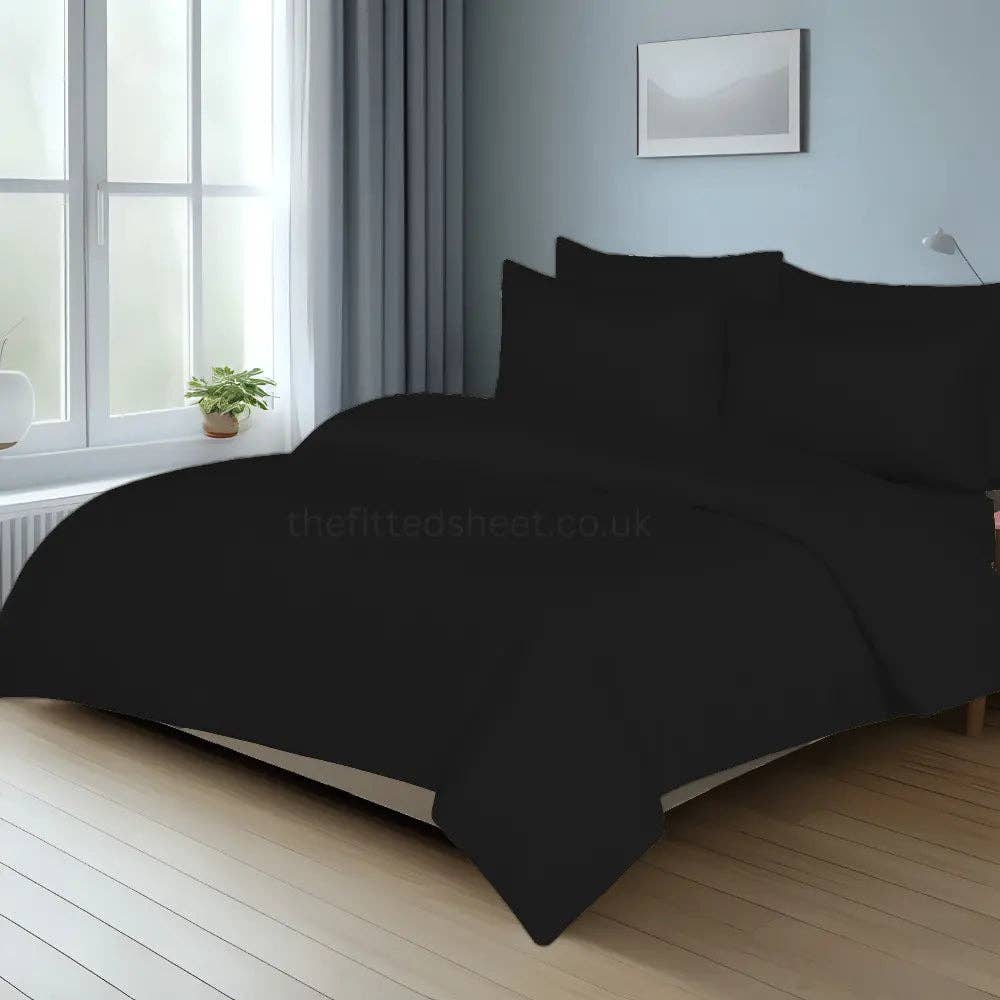The Fitted Sheets – wholesale Bedding set – Black Mfiber Plain Duvet Cover Set with Matching Pillowcase1