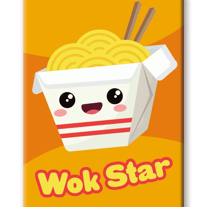 Great Stuff Novelties (GSN) by NMR Brands - Vente Aimants - Kawaii Foods - Aimant plat Wok Star (2,5 pouces x 3,5 pouces)