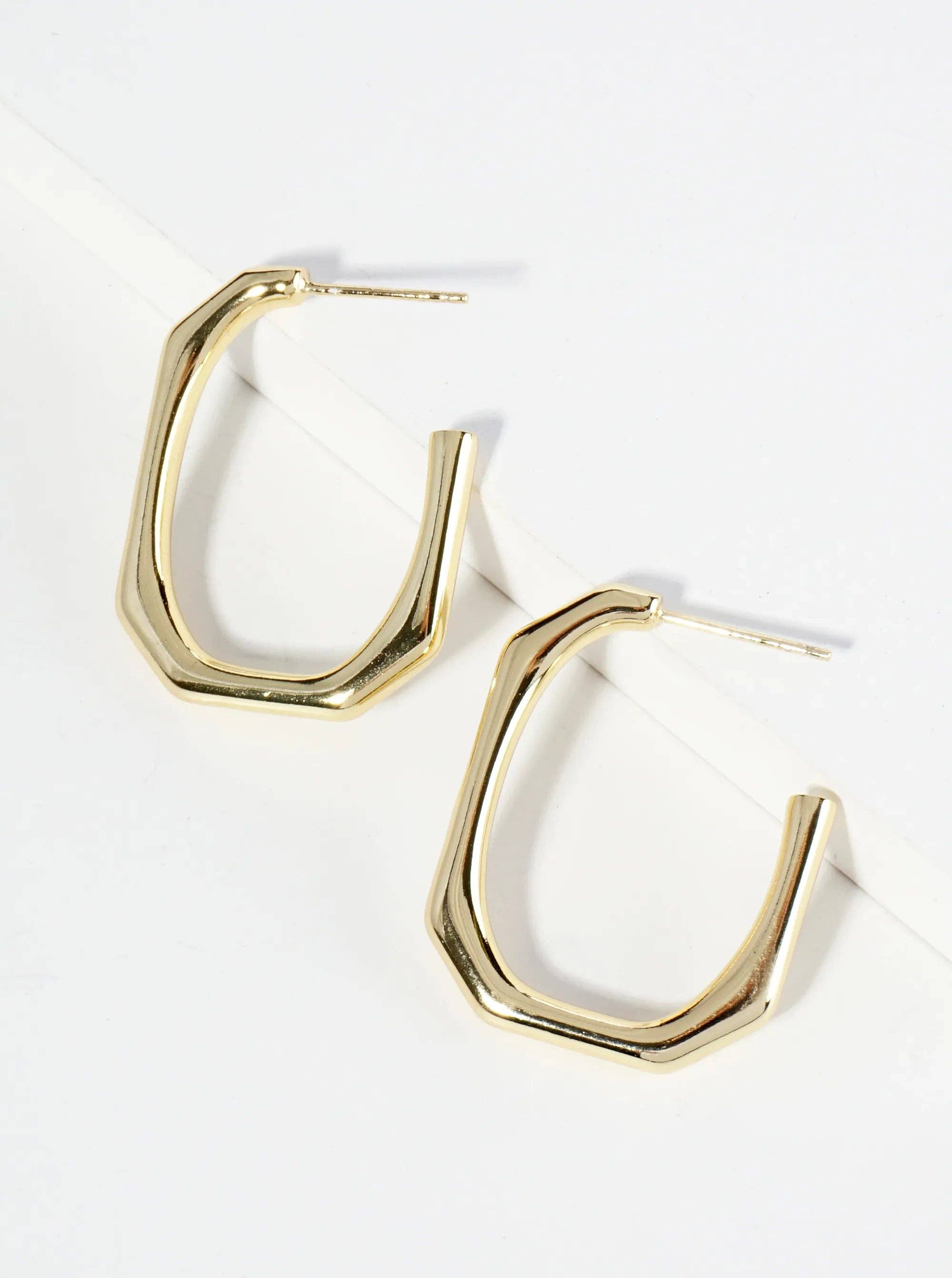Wild Honey - Wholesale Hoop Earrings - 18K Gold Dipped 25Mm Octagon Hoop Earrings1