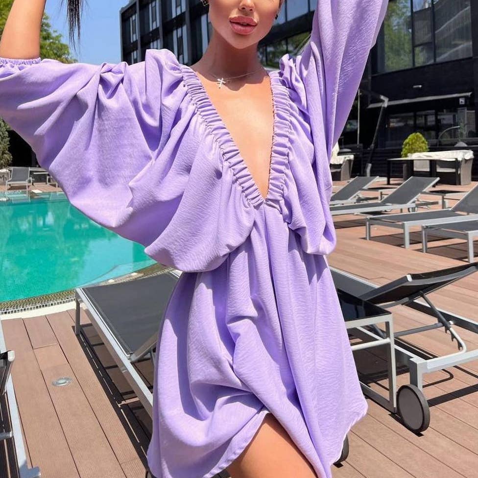 Mapcie - Wholesale Dress - Women's - FRONT AND BACK WIDE V NECK DRESS3