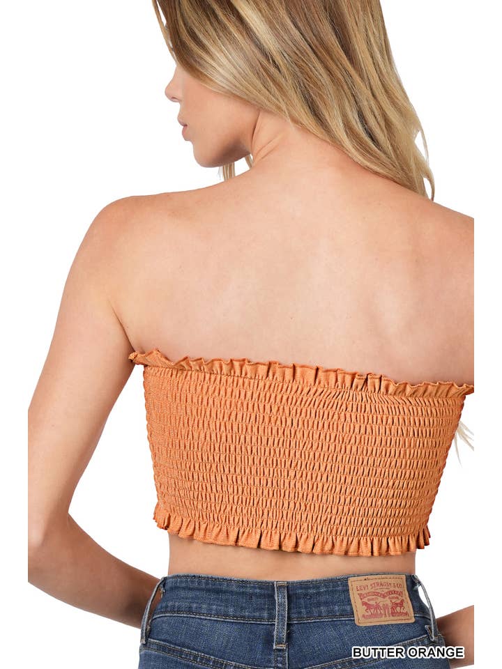 Vanilla Monkey - Wholesale Blouse - Women's - Soft French Terry Smocked Tie Front Tube Top
