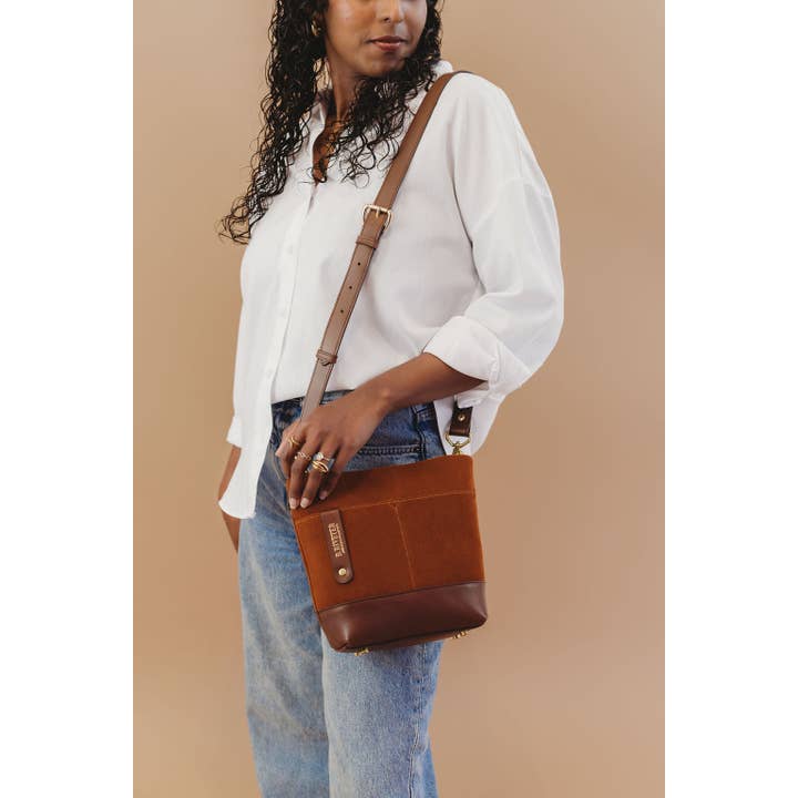 R.Riveter - Wholesale Crossbody bag – Women's - Betsy Bucket Bag | Rust Suede + Brown4