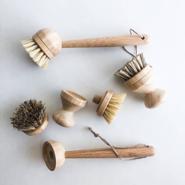 Smile Boutiques - Wholesale Cleaning Brush - Natural Bamboo Sisal Dish Brush With Replaceable Head