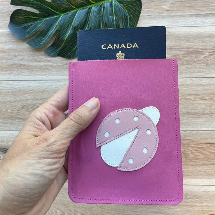 Ladybug Leather Passport Case, Sleeve Style, Fits USA for wholesale by Mally Designs