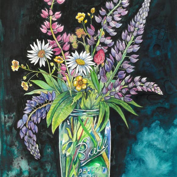 Claire Loon Baldwin Illustration - Vendita all'ingrosso Stampa artistica - Stampa artistica Lupin Bouquet