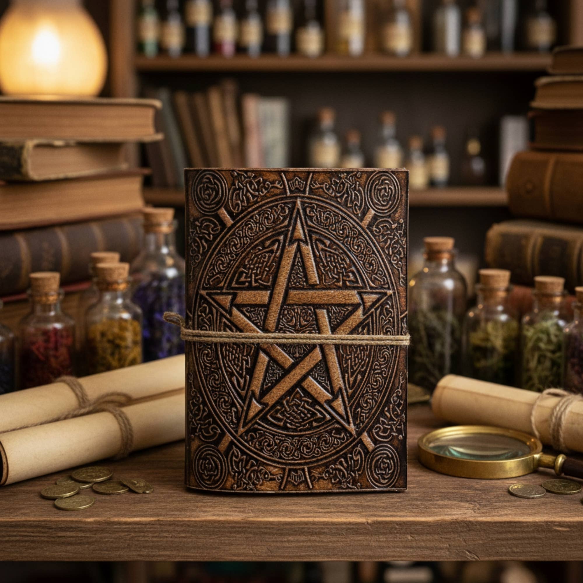 AW Artisan - Wholesale Journal/Diary - 8x Medium Assorted Esoteric Leather Notebooks - Display1