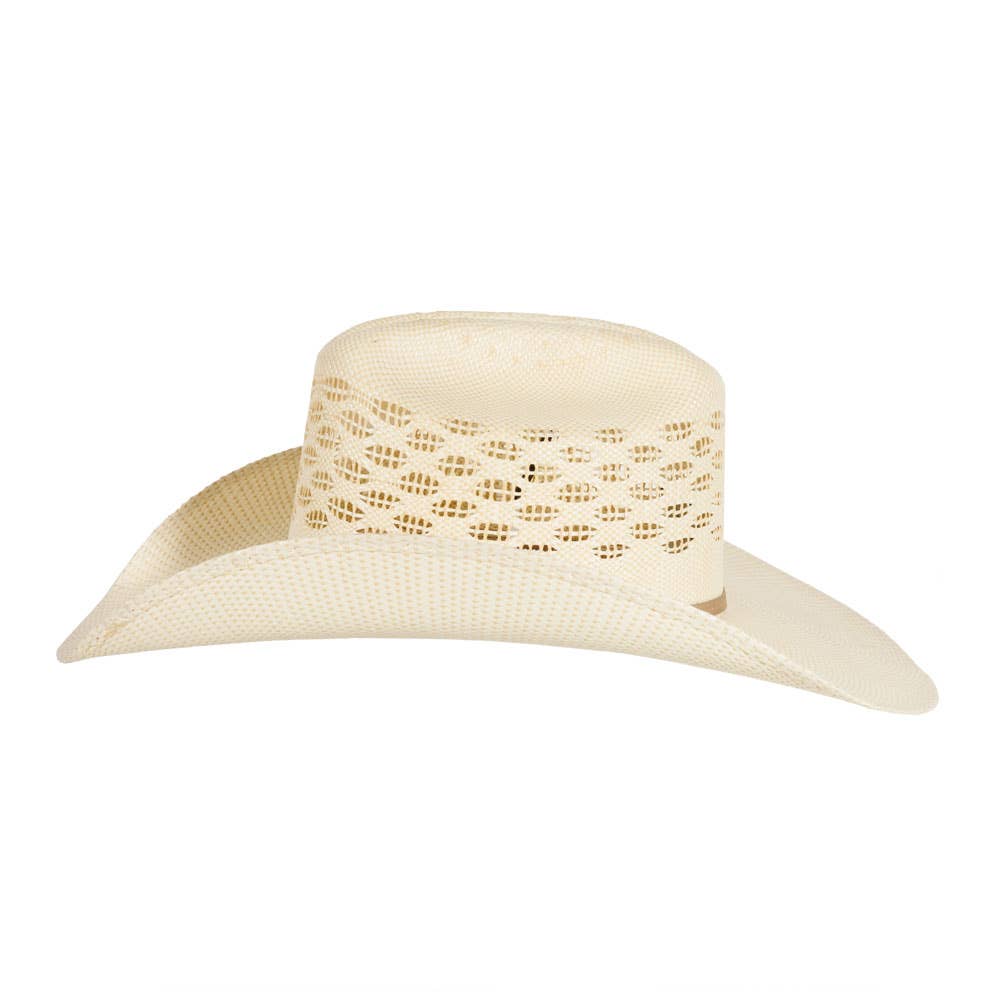 Natural Vented Crown Bangora Straw Cowboy Hat - Style Cal for wholesale on Faire2