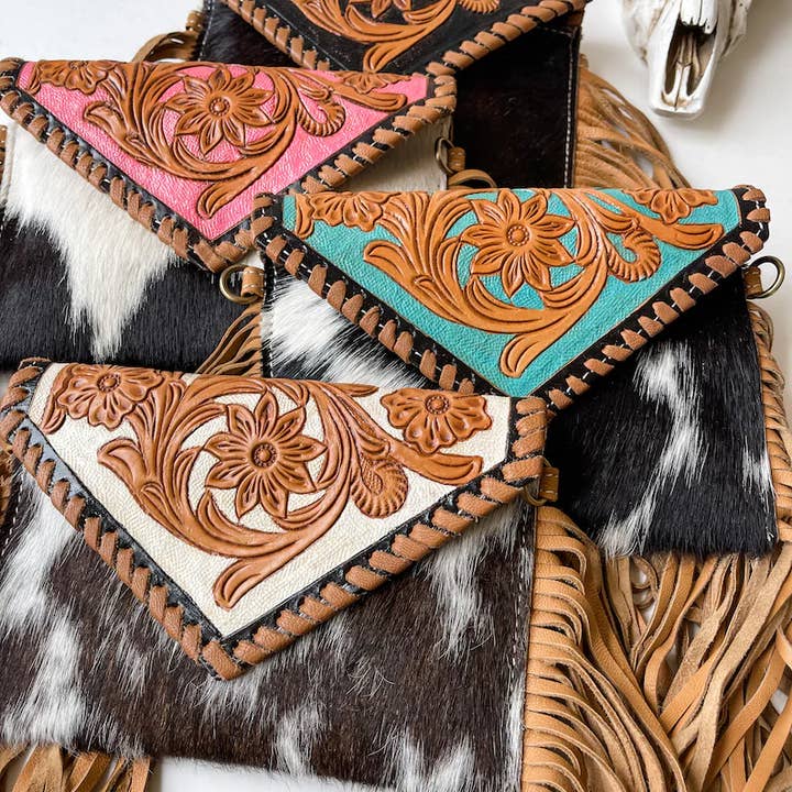 Boho Ranch Shop - Wholesale Crossbody Bag - Women's - THE CASSIE - TOOLED crossbody Western Tooled Leather Cowhide